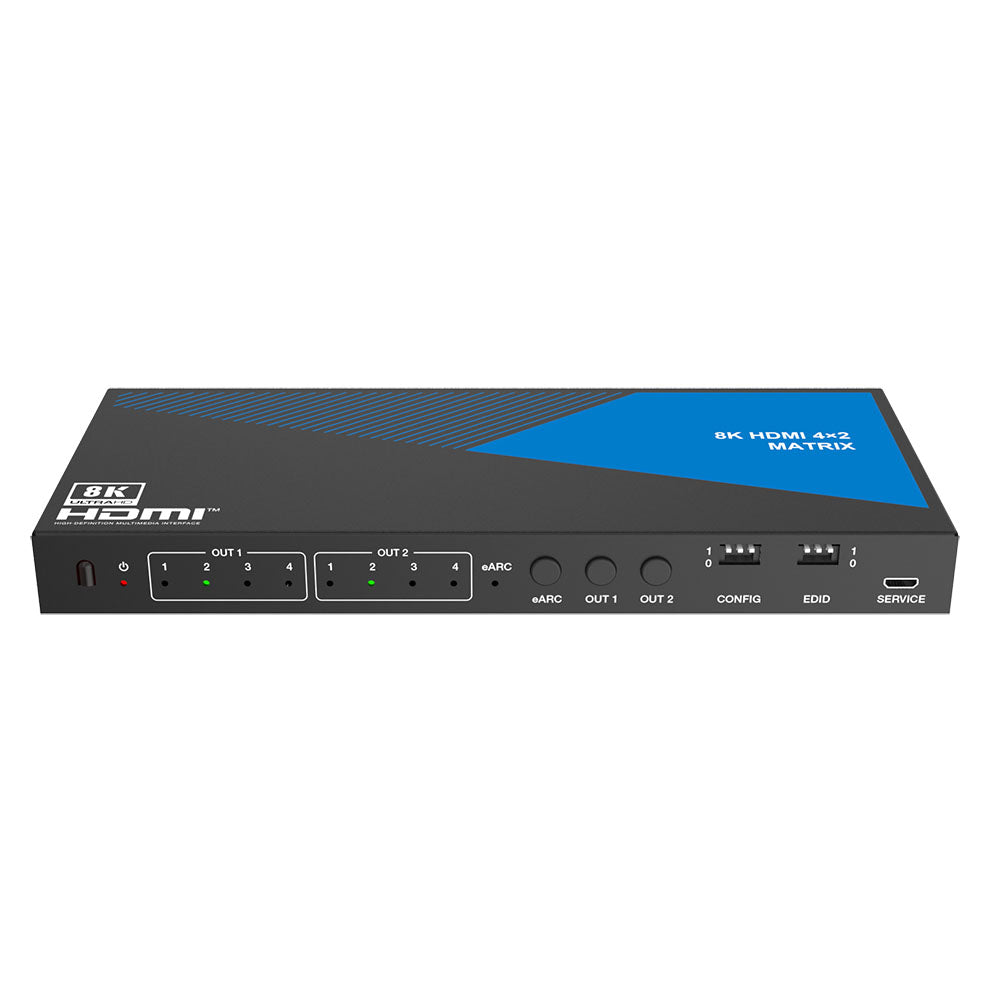 XOLORspace 46420 8K eARC 4x2 HDMI Matrix Switch with Audio Extractor w