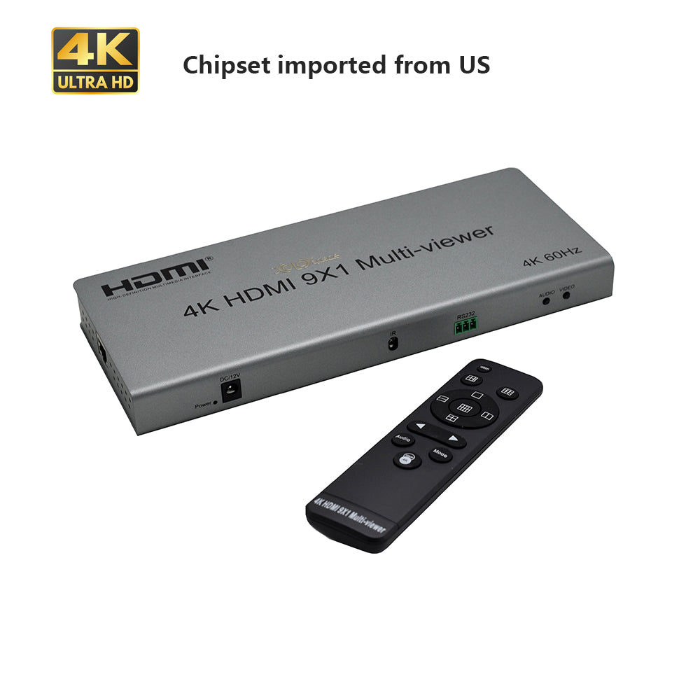 XOLORspace QV901 4K 60HZ HDMI 9x1 Multi-viewer 9 HDMI inputs 1 HDMI ou