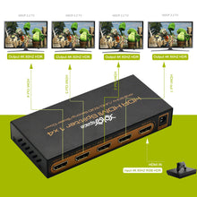 XOLORspace S104 1x4 4K 60HZ HDR HDMI Splitter auto downcaler output 4K 60HZ HDR and 1080P simultaneously