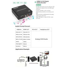 SMARTOOO 36AC HDMI to HDMI 4k audio decoder extract digital audio including Dobly Digital (AC3), DTS and PCM and decode to RCA and 3.5mm stereo audio output