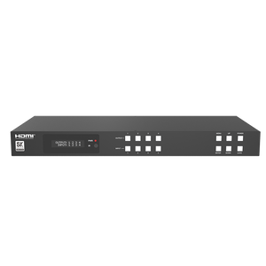 XOLORspace 46440 48Gbps wall-mountable 4K 120Hz and 8K60Hz 4x4 HDMI Matrix switch supports IR remote, RS-232, and Web GUI control with audio extractor