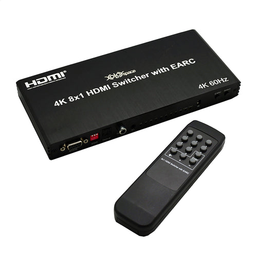 XOLORspace 21801 4k 60hz 8x1 HDMI Switch / 1X8 eARC splitter two in one w/ optical and 3.5mm audio extractor