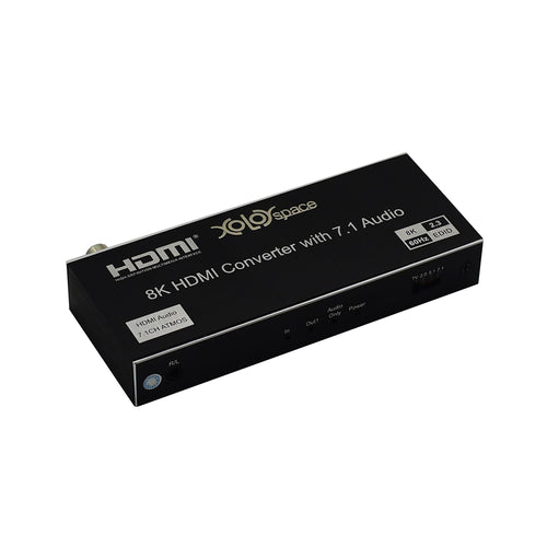 XOLORspace 31HT 8K 60hz HDMI Audio extractor separates one HDMI source to one HDMI AV, one HDMI audio only and one Optical / coaxial / 3.5mm