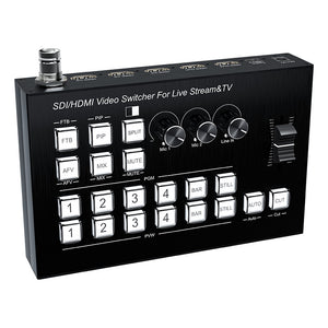 XOLORspace B828 1 SDI in &3 HDMI in and 2 HDMI out video multi-viewer switcher for live streaming Support MIC, LINE IN, HD mixing output, LINE OUT fixed mixing output