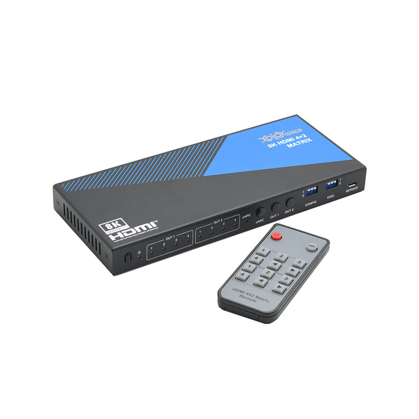 XOLORspace 46420 8K eARC 4x2 HDMI Matrix Switch with Audio Extractor w
