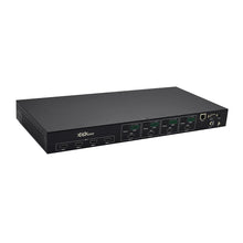 XOLORspace 46440 48Gbps wall-mountable 4K 120Hz and 8K60Hz 4x4 HDMI Matrix switch supports IR remote, RS-232, and Web GUI control with audio extractor