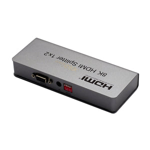 XOLORspace 61120E 1x2 8K HDMI splitter supports 8k 60hz / 4k 120hz with EDID setting HDCP 2.2,HDCP 2.3 bypass