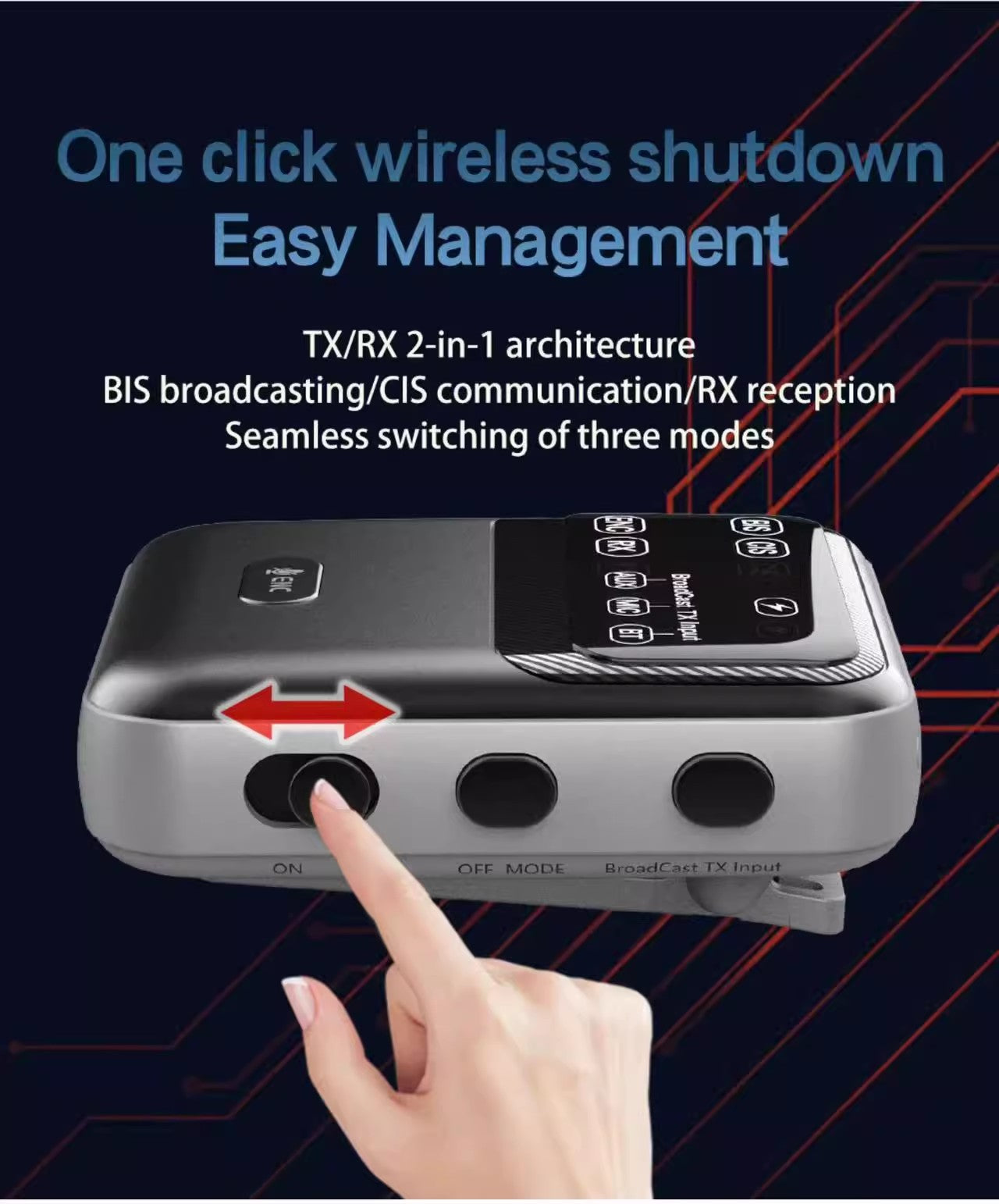 Bluetooth Tx Rx Module 5.4 Bluetooth TX/RX 2-in-1 Transceiver, Broadcast One-to-Many Explanat
