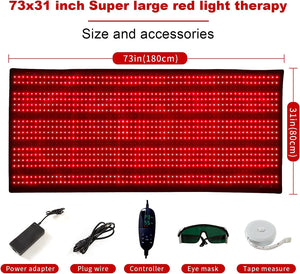 BB1260 Red Light Therapy Mat- 1260pcs LEDs Near-Infrared Light Therapy for Full Body, 660nm Red Light and 850nm Infrared Light for Back Pain