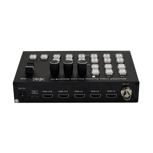 XOLORspace B828 1 SDI in &3 HDMI in and 2 HDMI out video multi-viewer switcher for live streaming Support MIC, LINE IN, HD mixing output, LINE OUT fixed mixing output