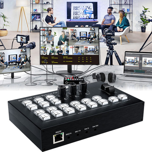 XOLORspace B828 1 SDI in &3 HDMI in and 2 HDMI out video multi-viewer switcher for live streaming Support MIC, LINE IN, HD mixing output, LINE OUT fixed mixing output