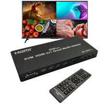 XOLORspace QV401KB 4K 60HZ HDMI 4X1 quad viewer mutlviewer switch with USB KVM