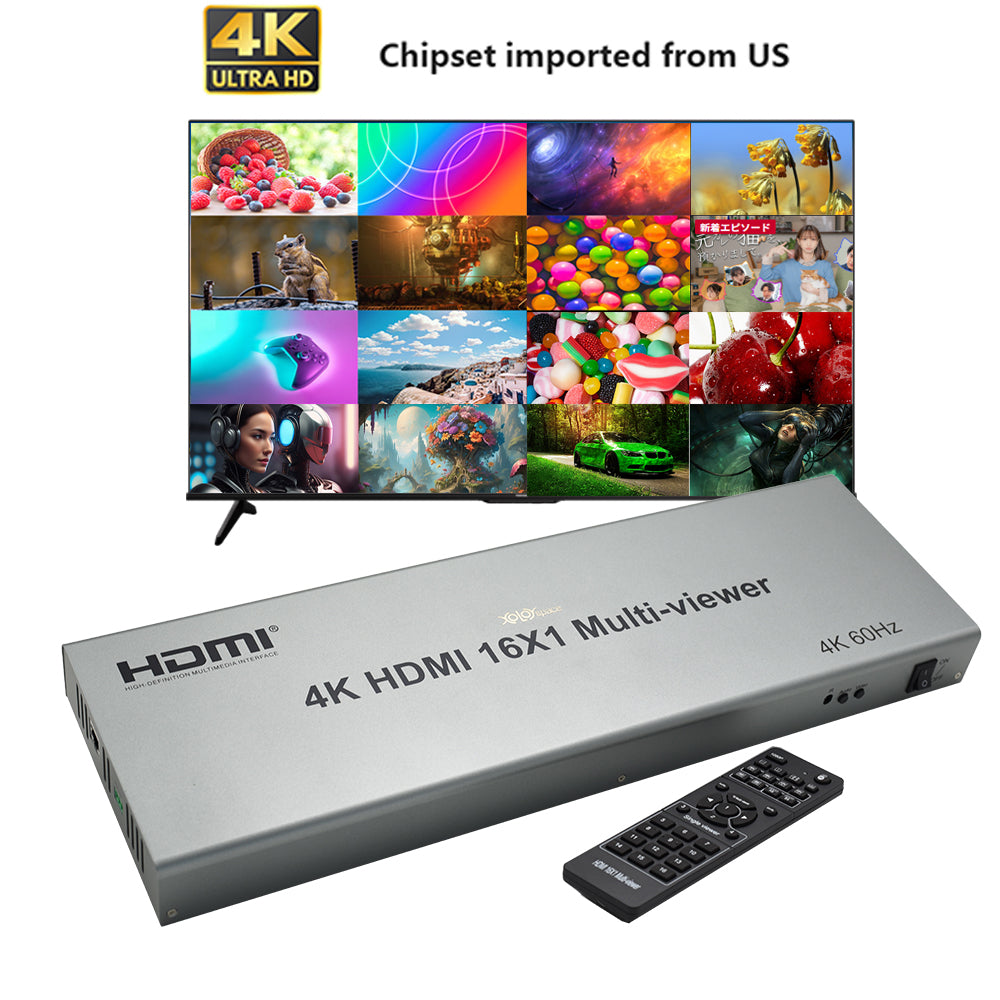 XOLORspace QV1601 4K 60HZ HDMI 16x1 Multi-viewer 16 HDMI inputs 1 HDMI