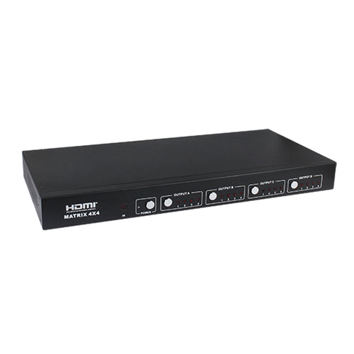 XOLORspace 1644C 1080p 4x4 HDMI matrix switch with extender over coaxial cable up to 328ft/100m (RG6) with wideband IR, RS232/ IP control and remote control