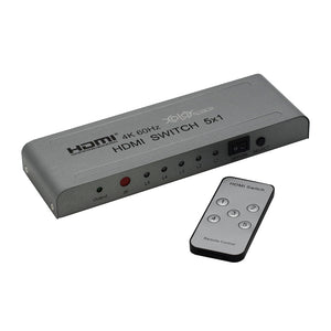 XOLORspace 21051 5x1 4K HDR HDMI Switch compliant with HDMI 2.0b and HDCP 2.2