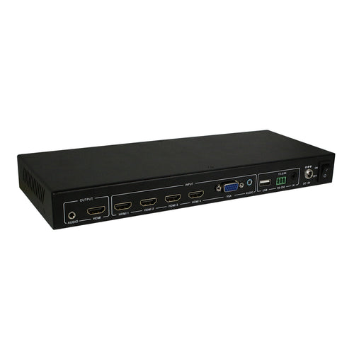 XOLORspace 36HV05 4x1 HDMI switcher with VGA to HDMI scaler supports 4K 4:4:4 60HZ HDR w/ IR remote and RS-232