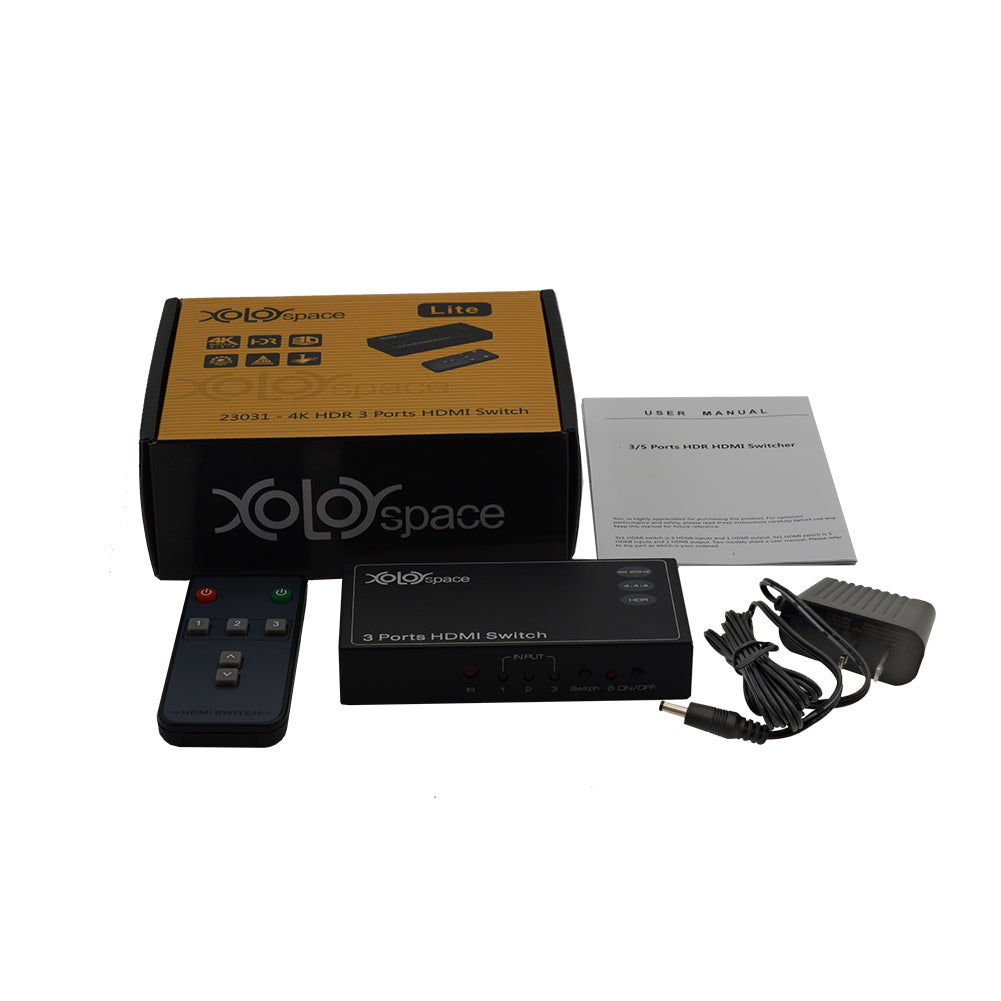 XOLORspace 23031  3x1 4K@60Hz 4:4:4 HDR HDMI Switcher with remote control and auto switch hdcp 2.2