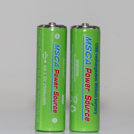 XOLORspace USB Rechargeable AA Batteries Smart Battery Lithium Ion 1.5v 2500mAh (4pcs PACK)