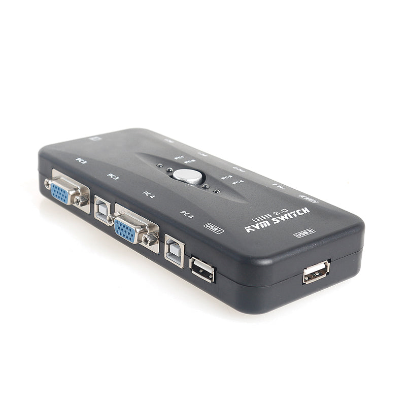 XOLORspace KM401M 4 port USB KVM Switch Box + VGA USB Cables for PC Monitor/Keyboard/Mouse Control