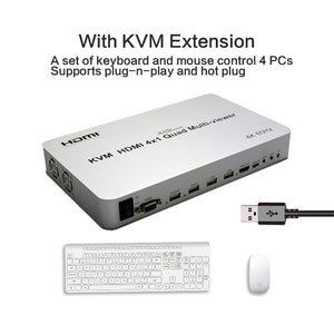 XOLORspace QV401K KVM 4K 60HZ HDMI 4x1 Quad Multi-viewer supports RS232 control (15% off coupon: 7VKKX1XFDASR)