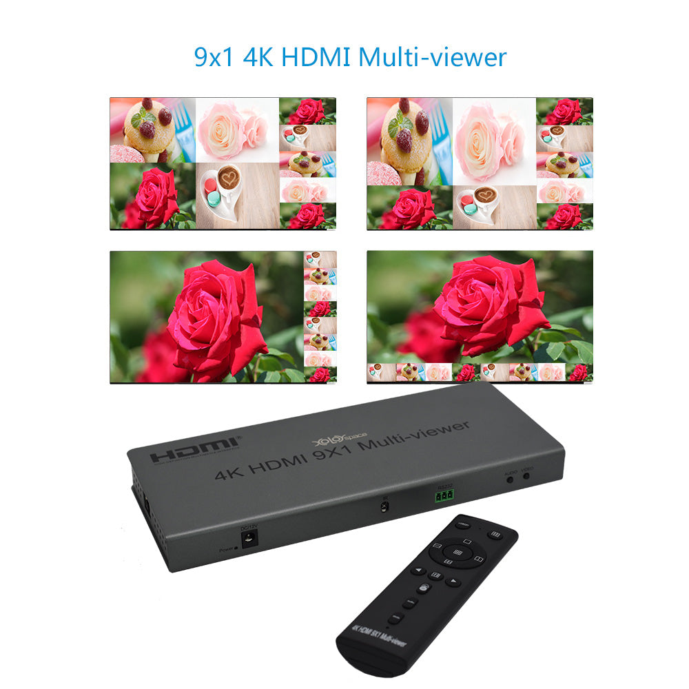 XOLORspace QV901 4K 60HZ HDMI 9x1 Multi-viewer 9 HDMI inputs 1 HDMI ou