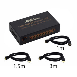 XOLORspace S102 1 in 2 out 4K HDR HDMI splitter with downscaler outputs to 4k 60hz HDR and 1080p 60HZ simultaneously