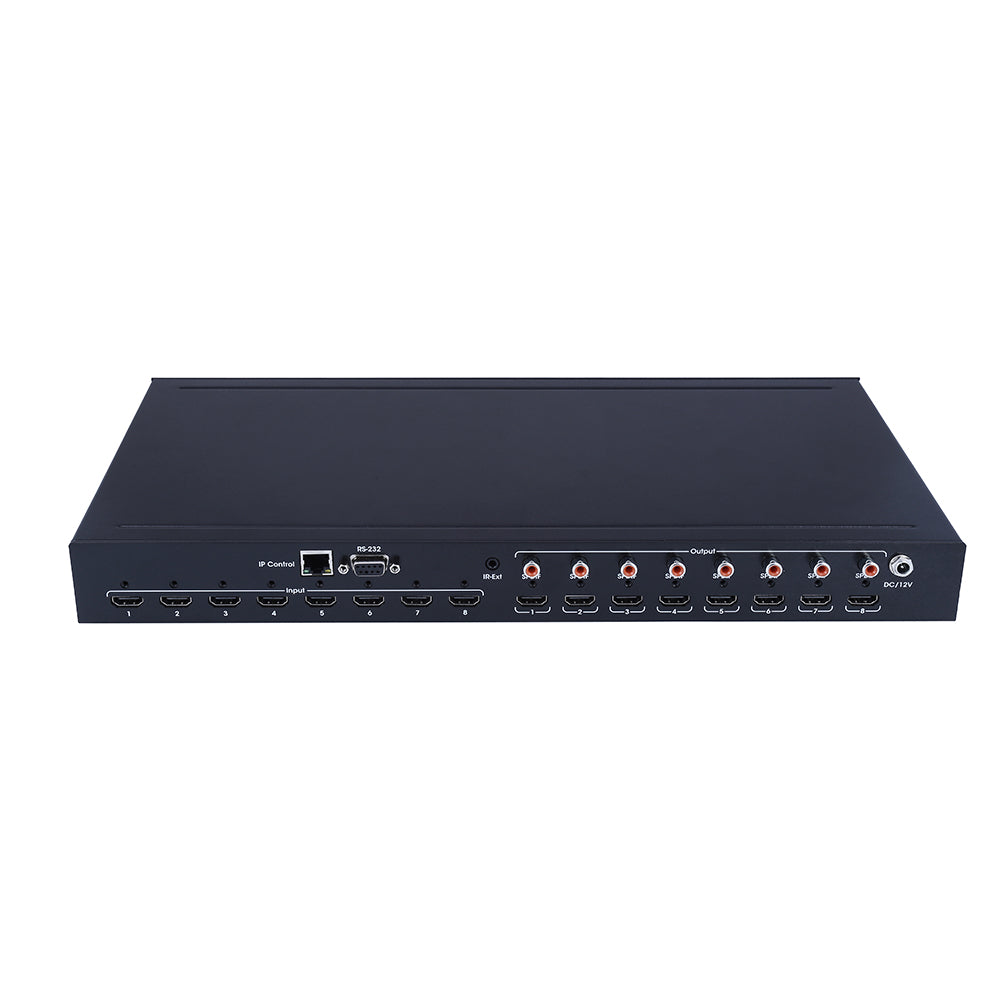 XOLORspace 4S881 8x8 HDMI Matrix Switcher sports  4k 60hz YUV 4:4:4 HDR, audio extractor, ARC, RS232 control